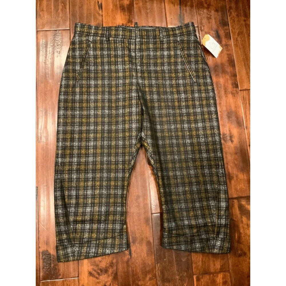 Dsquared2 Men's Black, Yellow & White Plaid Cropped Cuffed Pants, Size 36 (44)